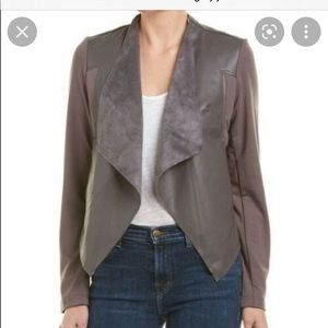 Kut from the Kloth Soft Vegan suede and leather open drape front jacket
